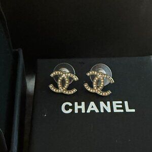 Chanel CC Crystal Stud Earrings | Authentic | With Box